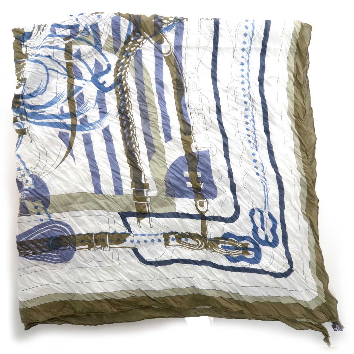 Cotton Silk Coaching Scarf Shawl 140 Blanc Cigare