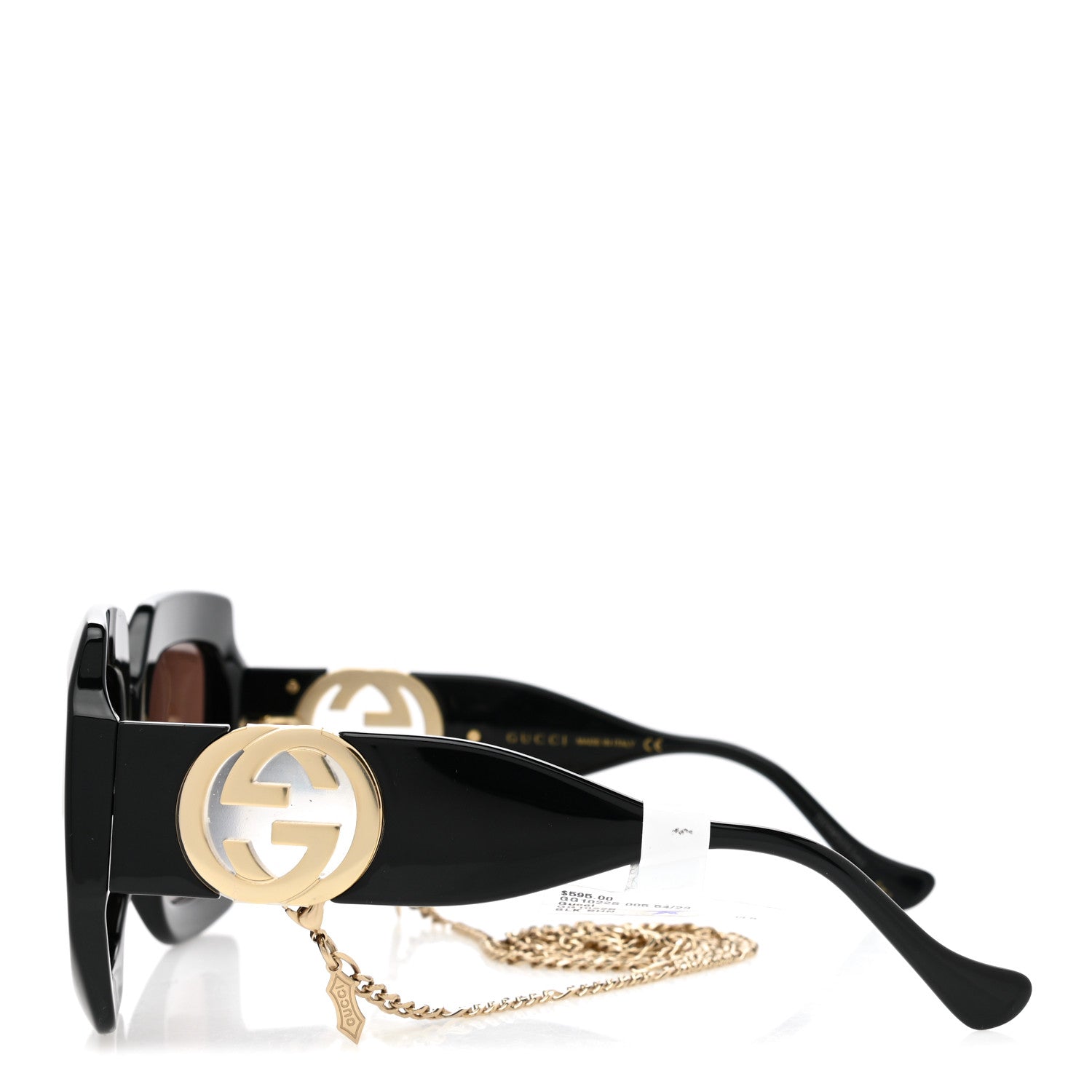 Gucci Acetate Square Frame Chain Sunglasses GG1022S Black 3 of 7