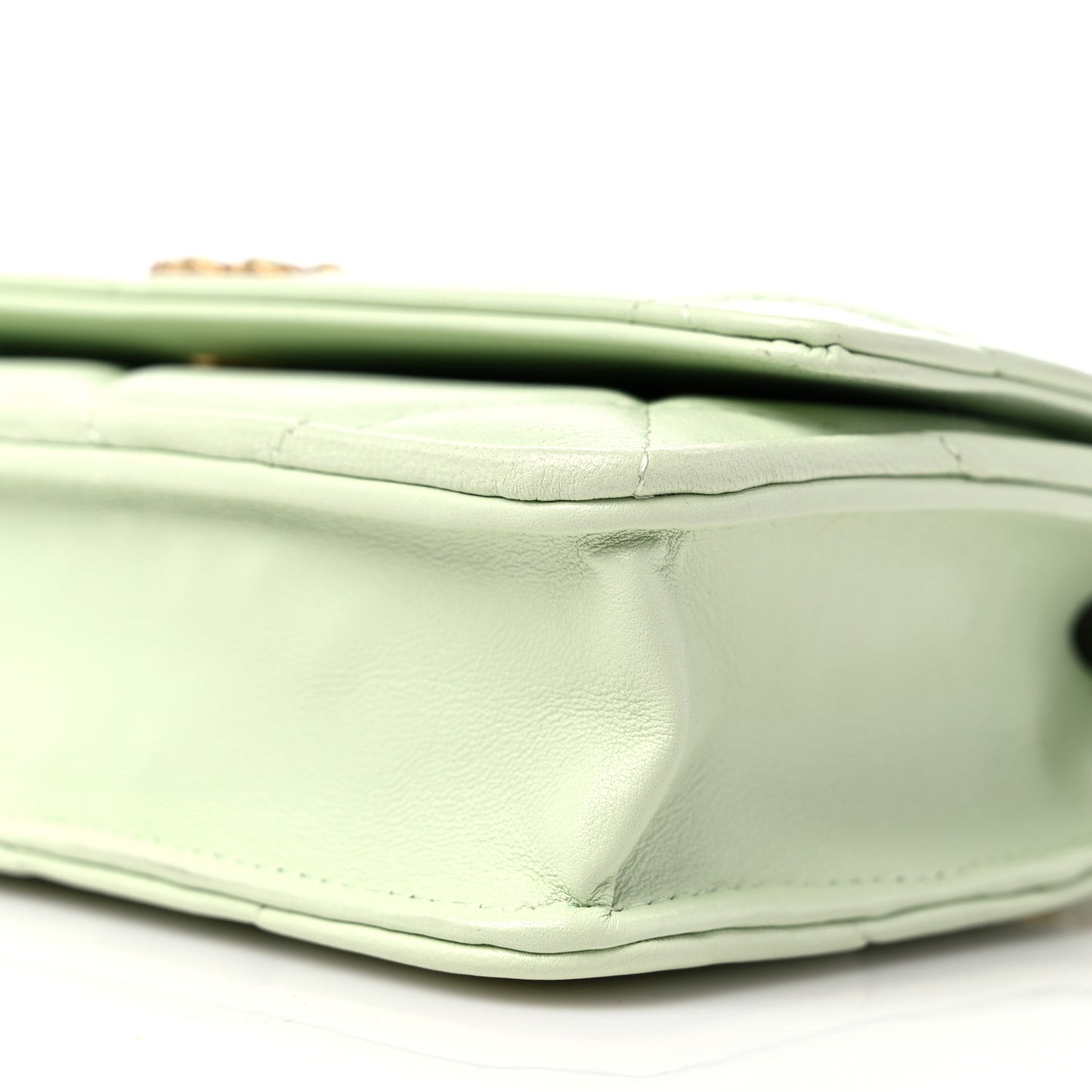 Lambskin Quilted Chanel 19 Wallet On Chain WOC Light Green