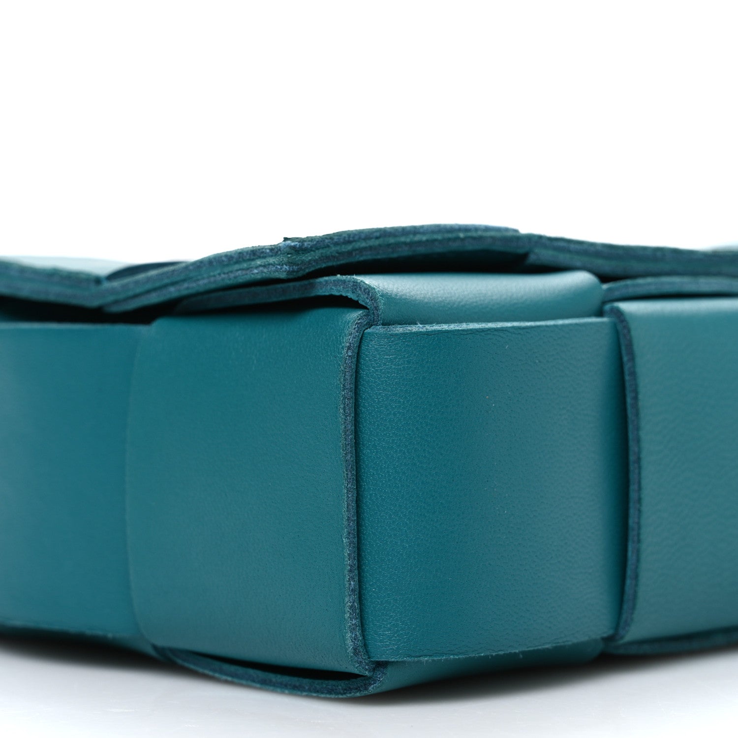 Bottega Veneta Lambskin Maxi Intrecciato Cassette Crossbody Bag Petrol Blue 10 of 11