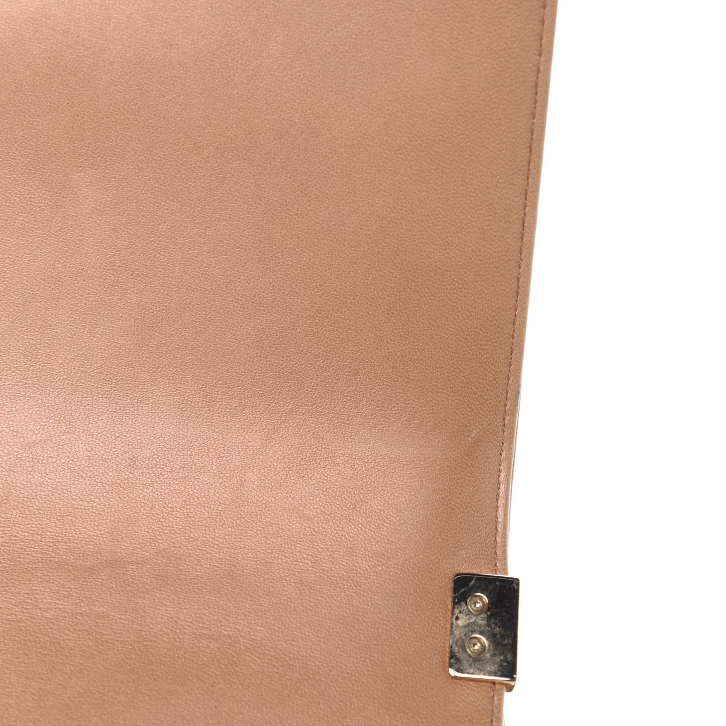 Iridescent Glazed Calfskin Quilted New Medium Boy Flap Dark Beige