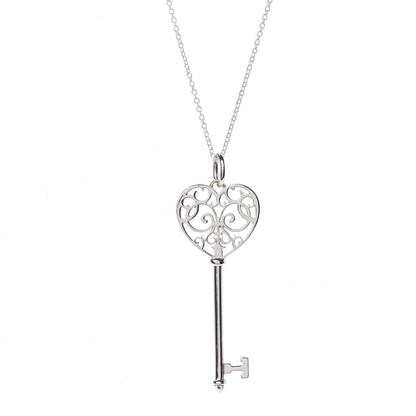 Tiffany Sterling Silver Enchant Heart Key Pendant Necklace 4 of 7