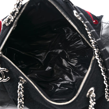 Chanel Wool Calfskin Embroidered Paris Hamburg Bowling Bag Black 5 of 9