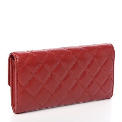 Chanel Lambskin Quilted Large Gusset Flap Wallet Red 2 of 9