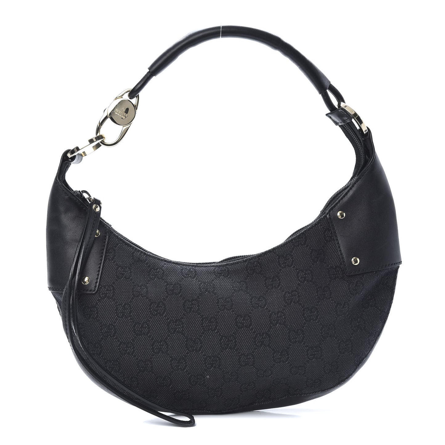 Denim Monogram Half Moon Hobo Black