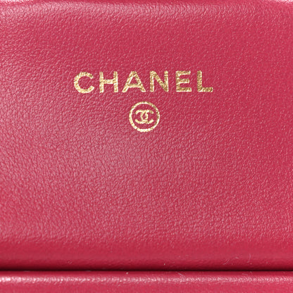 Chanel Calfskin Quilted Lady Handle Flap Card Holder With Chain Dark Pink 6 of 10