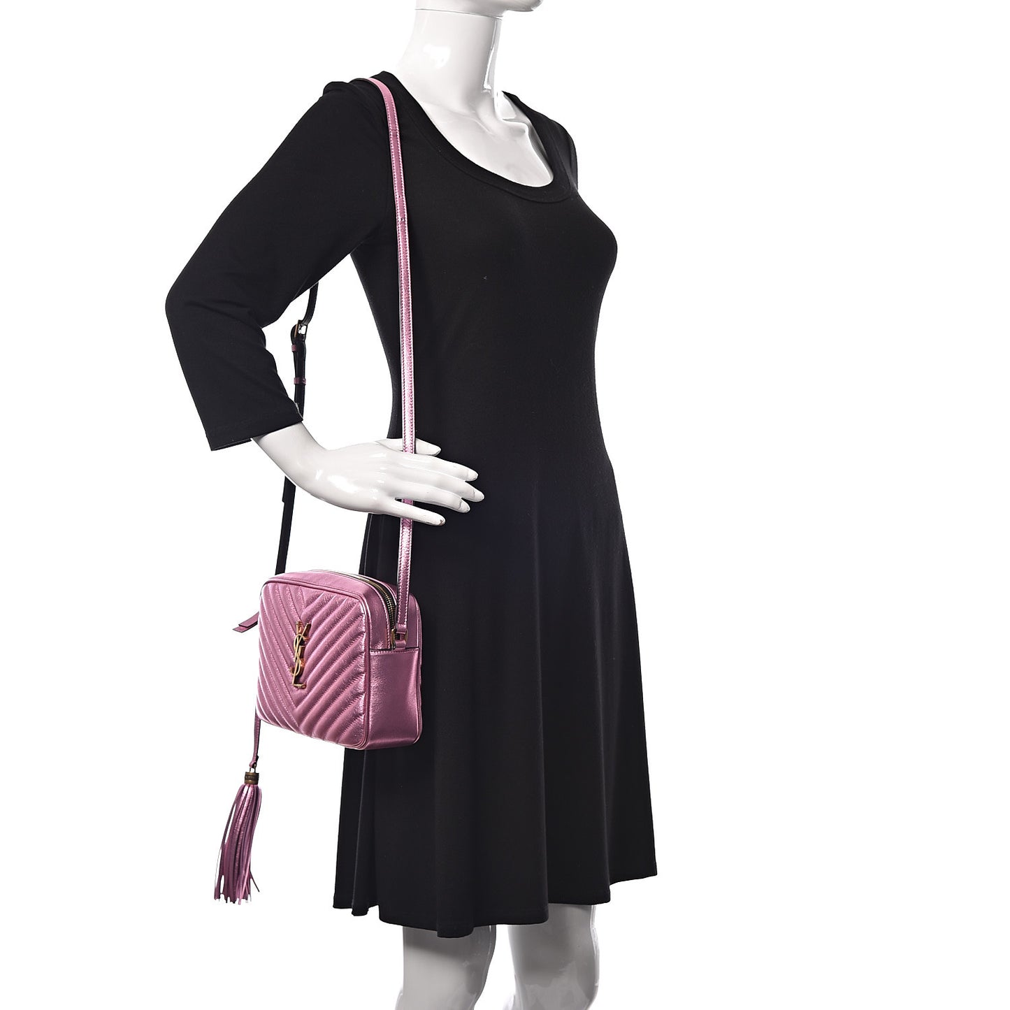 Metallic Calfskin Matelasse Monogram Lou Camera Bag Vegas Pink