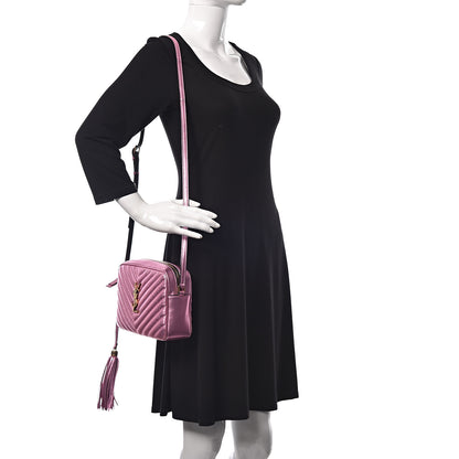 Saint Laurent Metallic Calfskin Matelasse Monogram Lou Camera Bag Vegas Pink 3 of 11