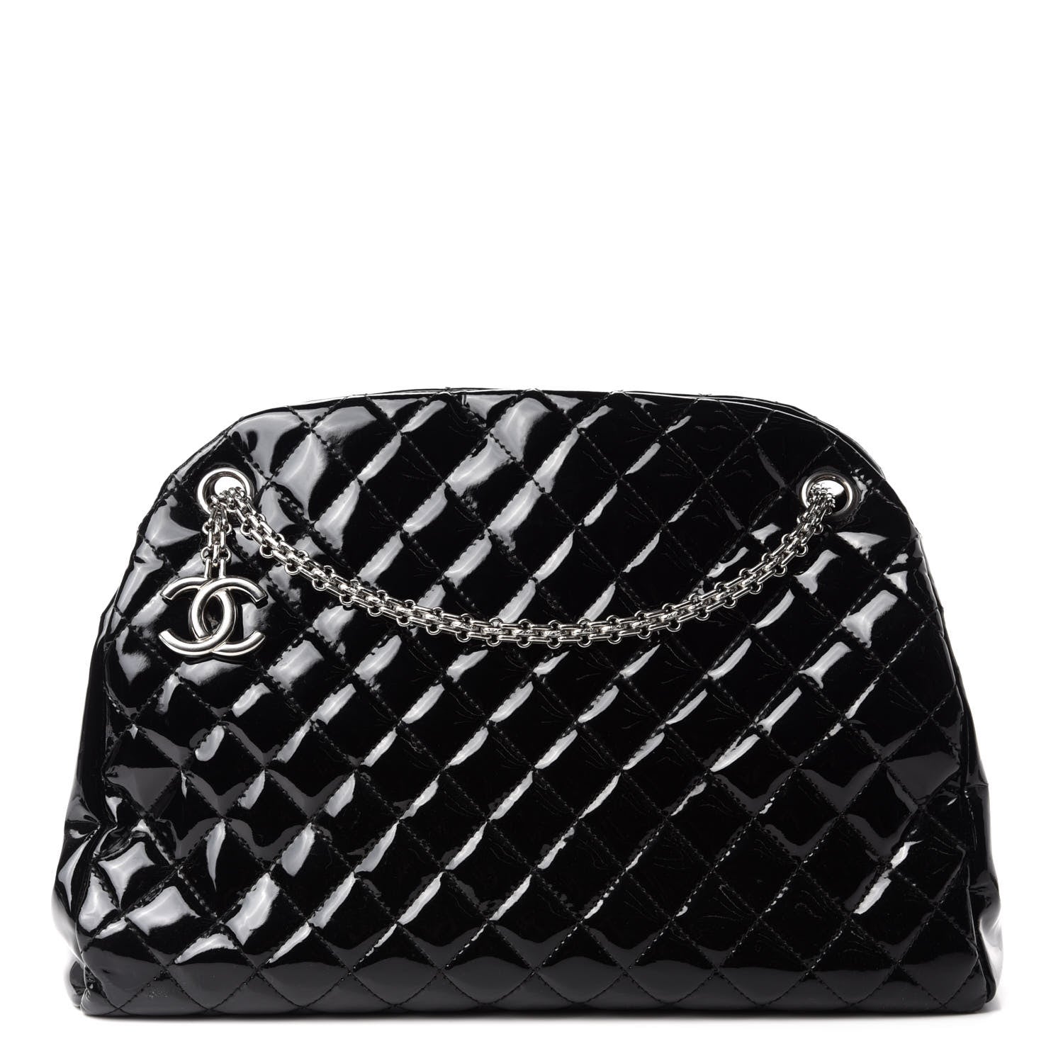 Chanel Patent Quilted Large Just Mademoiselle Bowling Bag Black 1 of 10