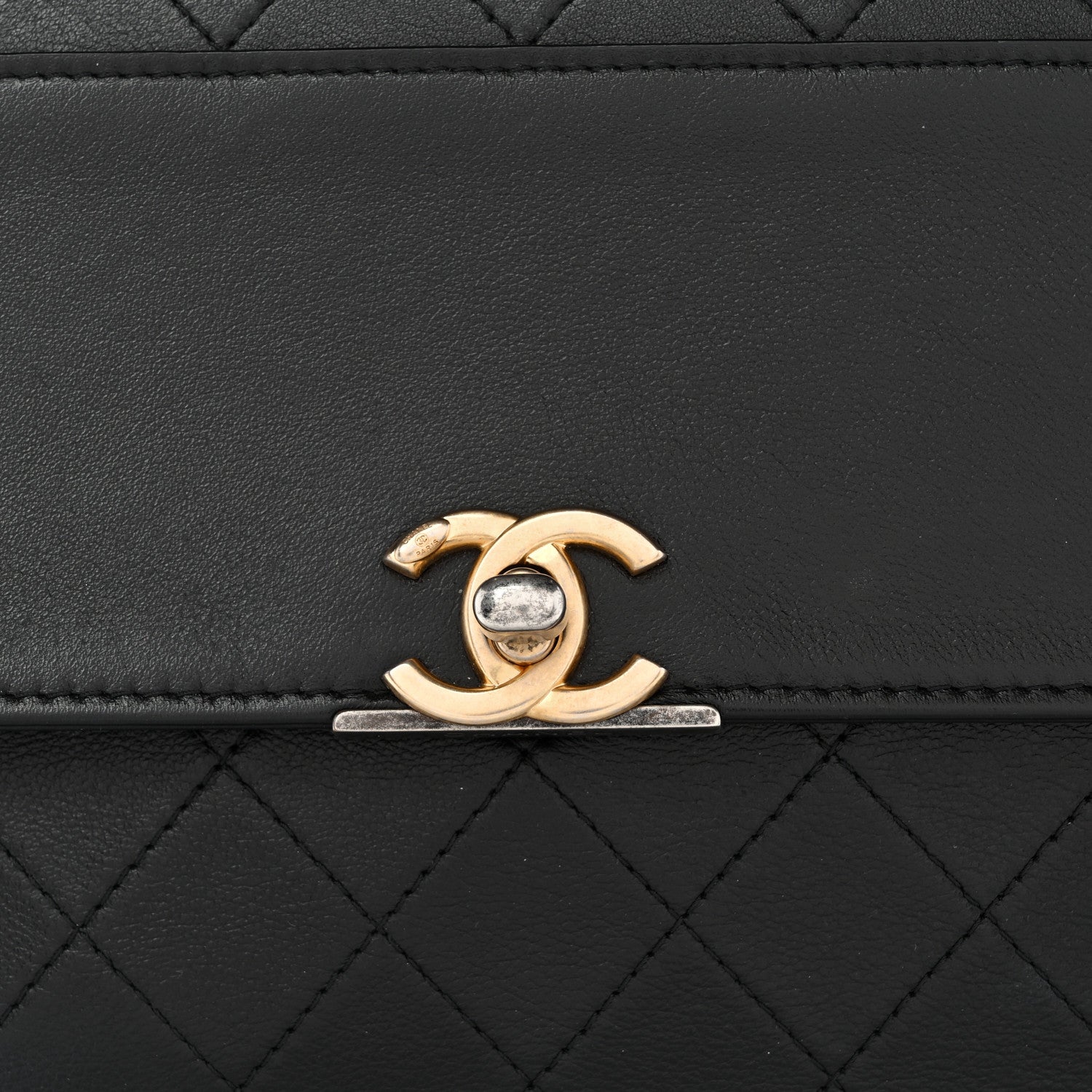 Chanel Lambskin Quilted Sleek And Chic Clutch Black Black 9 of 11