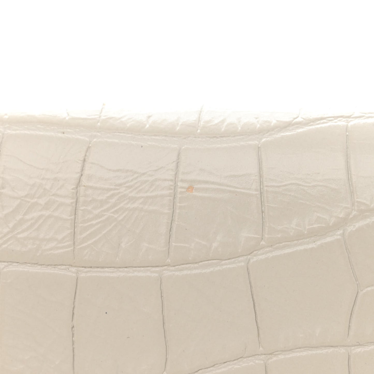 Calfskin Crocodile Embossed Monogram Chain Wallet Blanc Vintage
