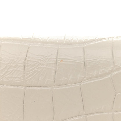Saint Laurent Calfskin Crocodile Embossed Monogram Chain Wallet Blanc Vintage 8 of 12