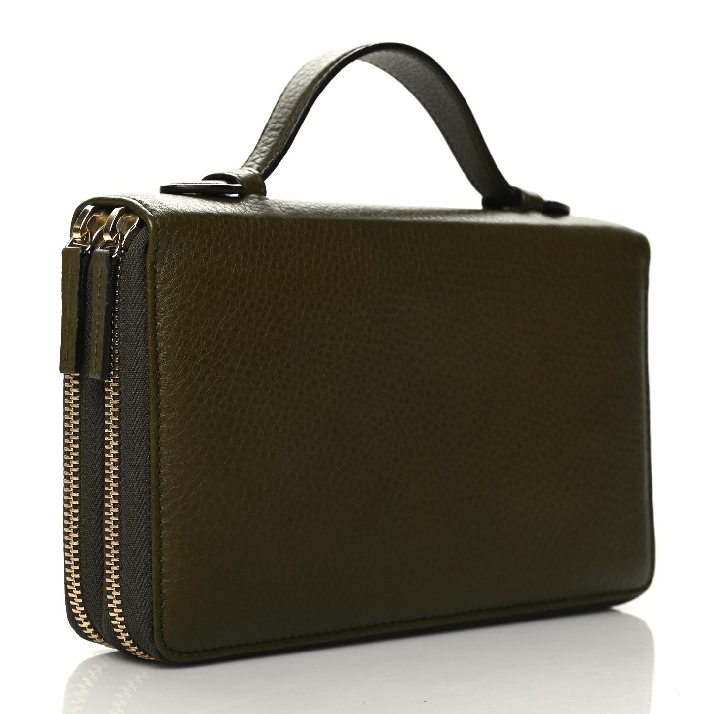 Gucci Pebbled Calfskin Soho Travel Document Case Dark Green 3 of 10