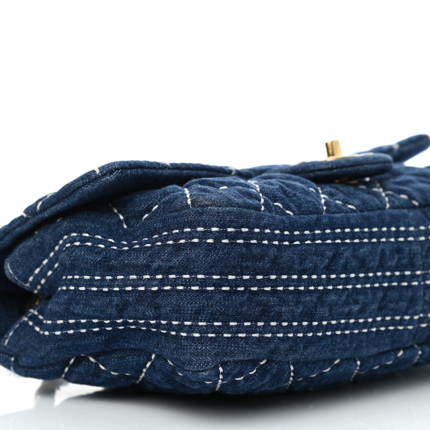 Denim Quilted Single Flap Blue