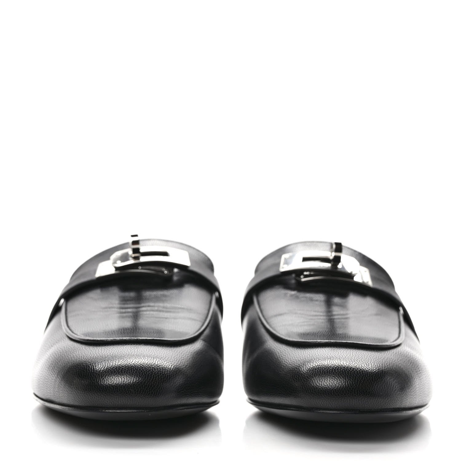 Hermes Goatskin Oz Mules 37.5 Black 2 of 9