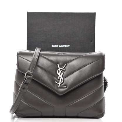 Saint Laurent Calfskin Y Quilted Monogram Toy Loulou Crossbody Bag Asphalt 9 of 9