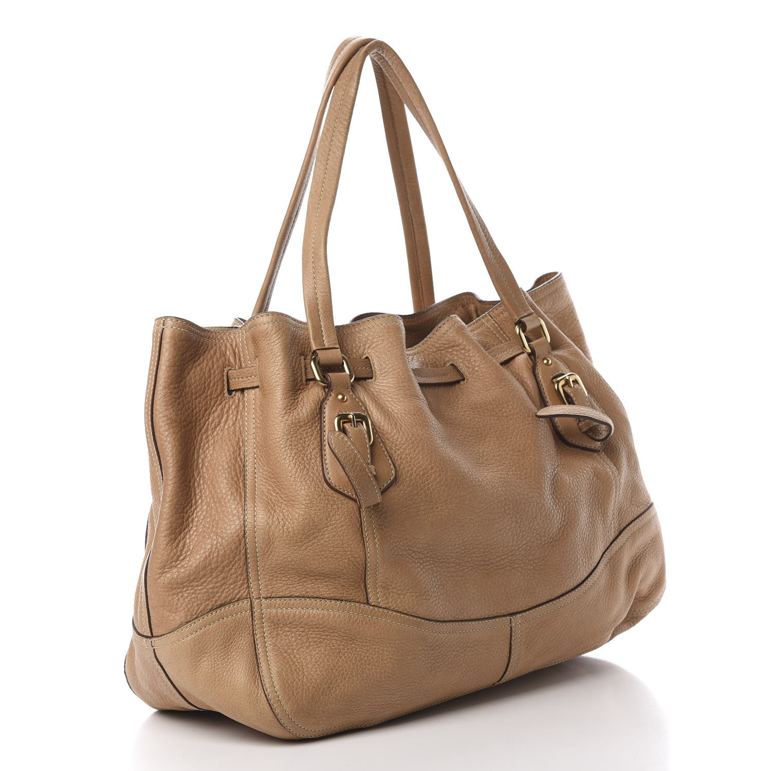 Prada Cervo Drawstring Shopping Bag Naturale 3 of 18