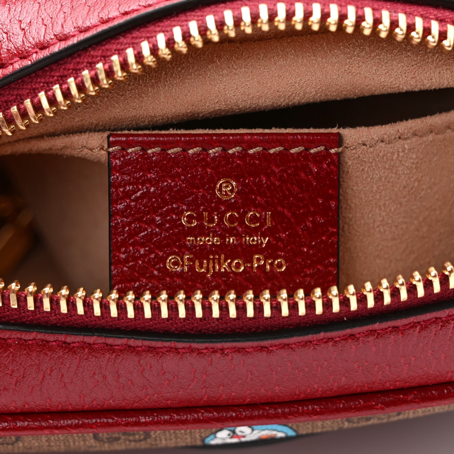 Gucci X DORAEMON Mini Vintage GG Supreme Monogram Camera Bag Beige Cherry Red 6 of 8