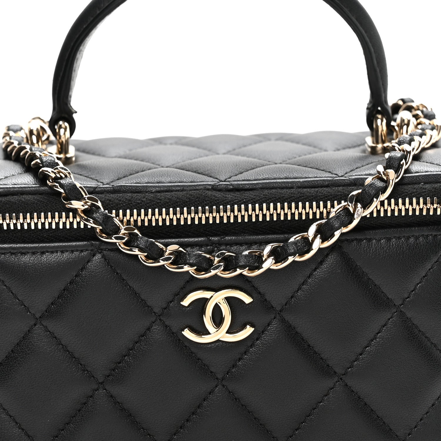 Chanel Lambskin Quilted Small Top Handle Vanity Case With Chain Black 8 of 11