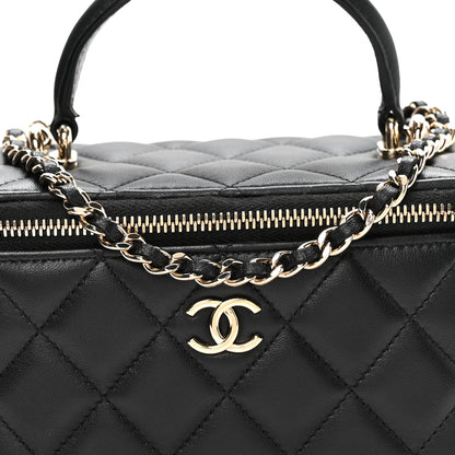 Chanel Lambskin Quilted Small Top Handle Vanity Case With Chain Black 8 of 11