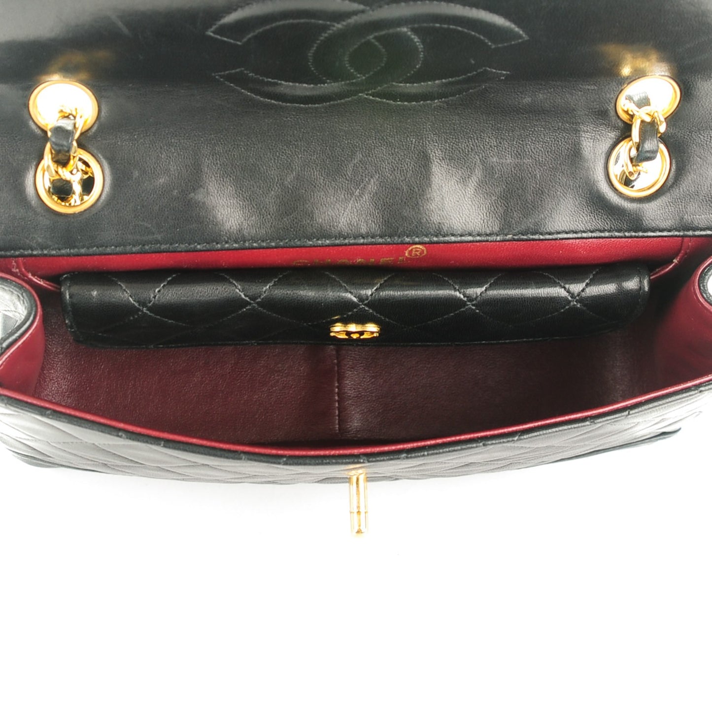 Lambskin Quilted Small Single Flap Black