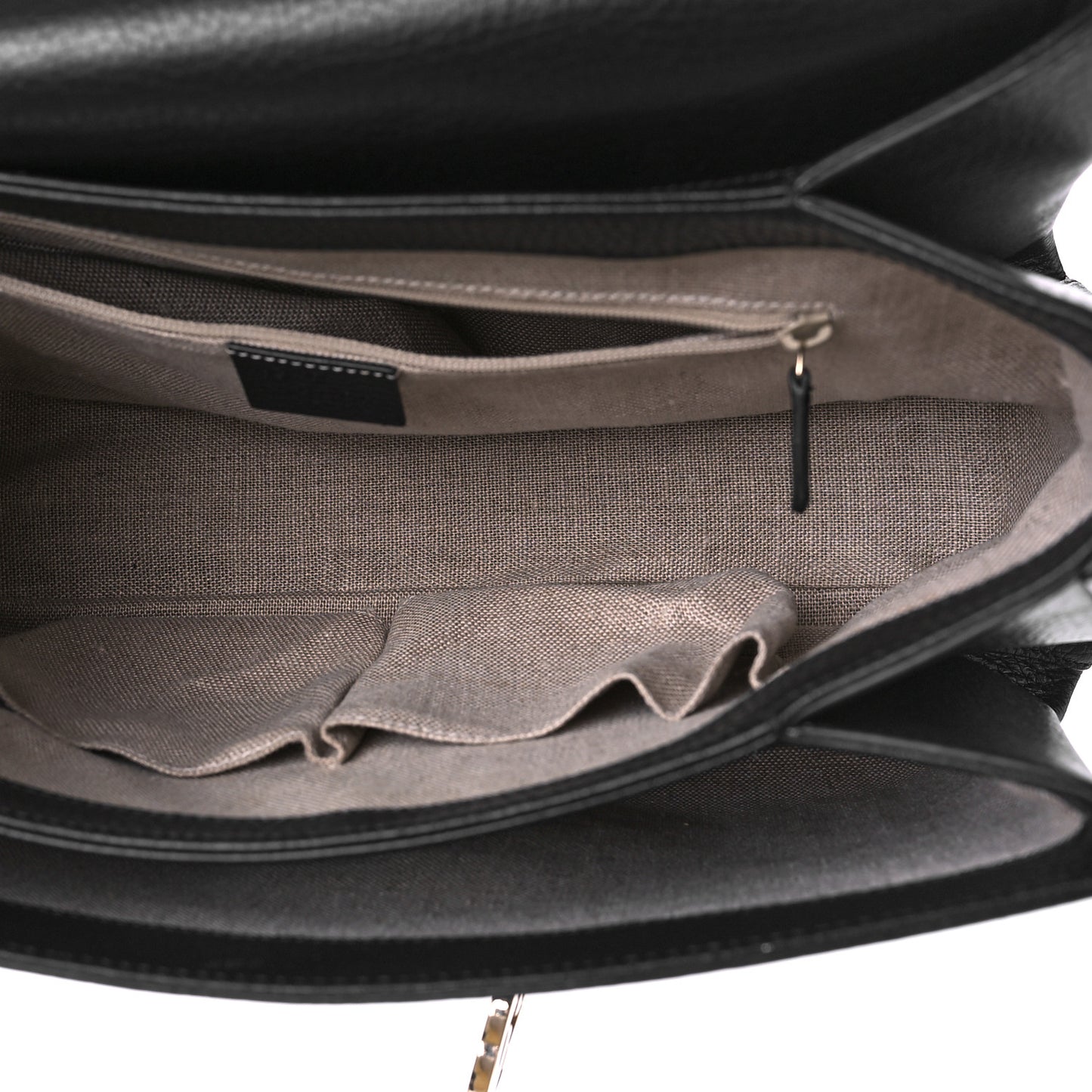 Dollar Calfskin Medium Interlocking G Top Handle Shoulder Bag Black
