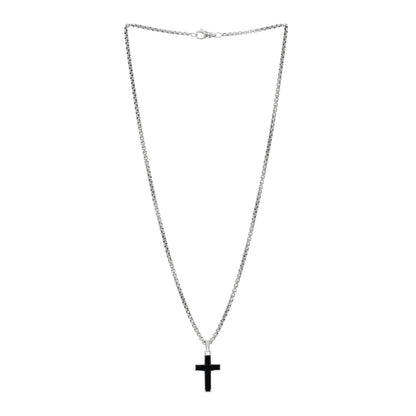 David Yurman Sterling Silver Black Onyx Exotic Stone Cross Pendant Necklace 2 of 3