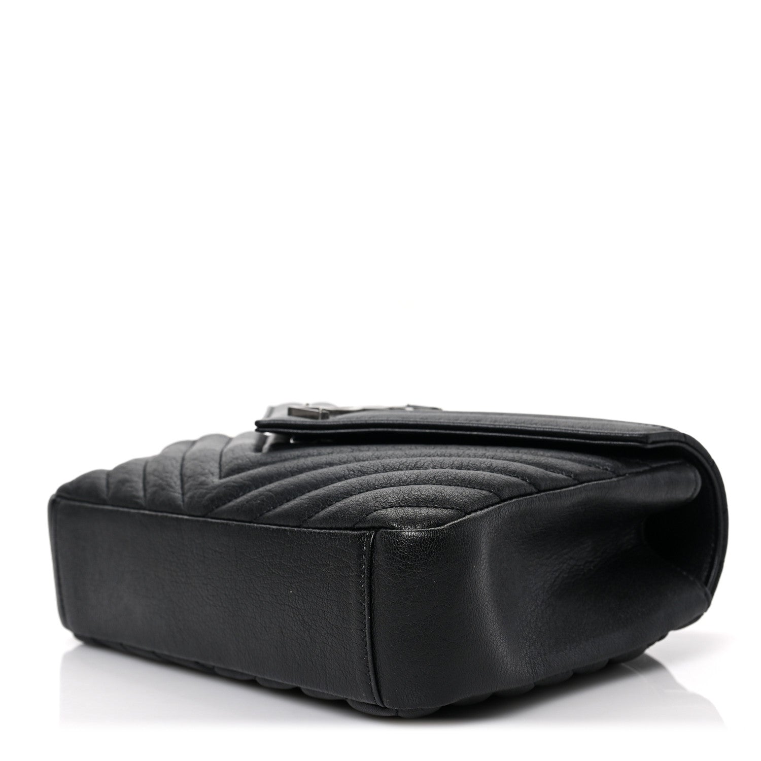Saint Laurent Sheepskin Matelasse Chevron Monogram Medium College Bag Black 8 of 8