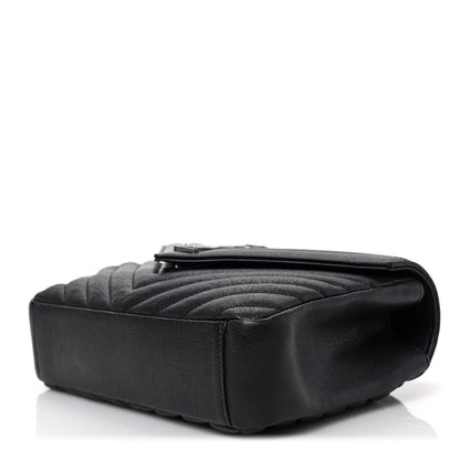 Saint Laurent Sheepskin Matelasse Chevron Monogram Medium College Bag Black 8 of 8