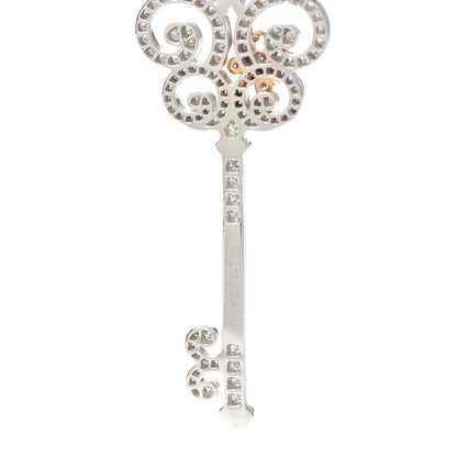 Tiffany Platinum 18K Rose Gold Diamond Enchant Butterfly Key Pendant 3 of 4