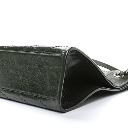 Saint Laurent Crinkled Calfskin Matelasse Monogram Medium Niki Shopper Tote New Vert 9 of 11