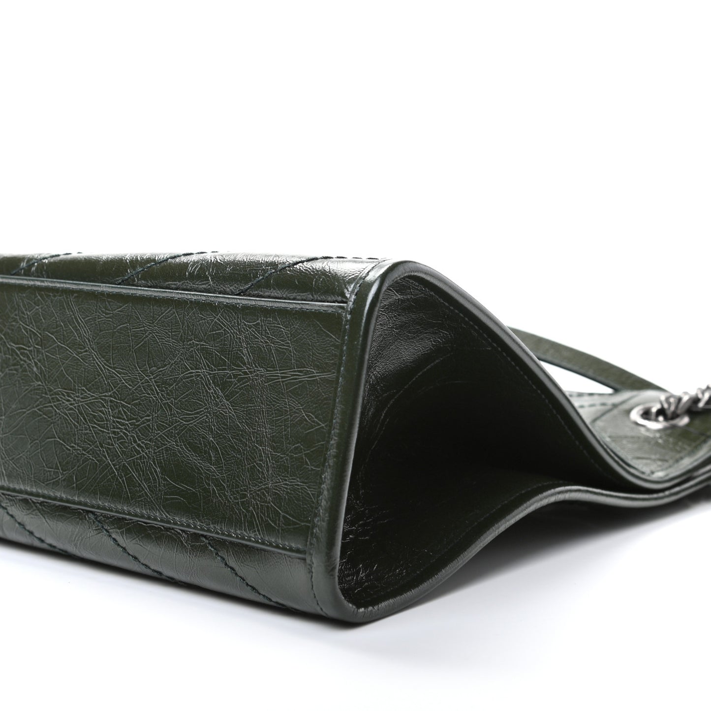 Crinkled Calfskin Matelasse Monogram Medium Niki Shopper Tote New Vert
