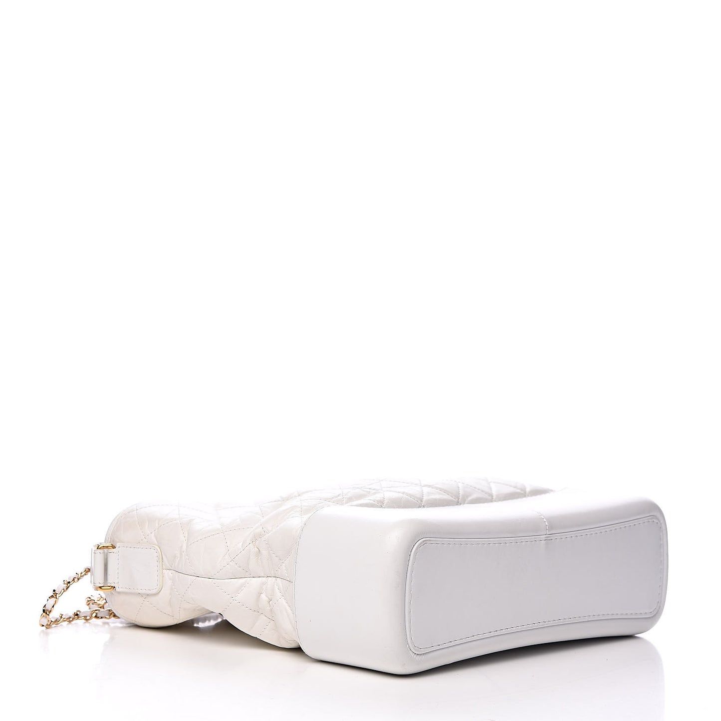 Aged Calfskin Quilted Large Gabrielle Hobo White
