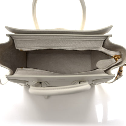 Celine Drummed Calfskin Nano Luggage Chalk 5 of 12