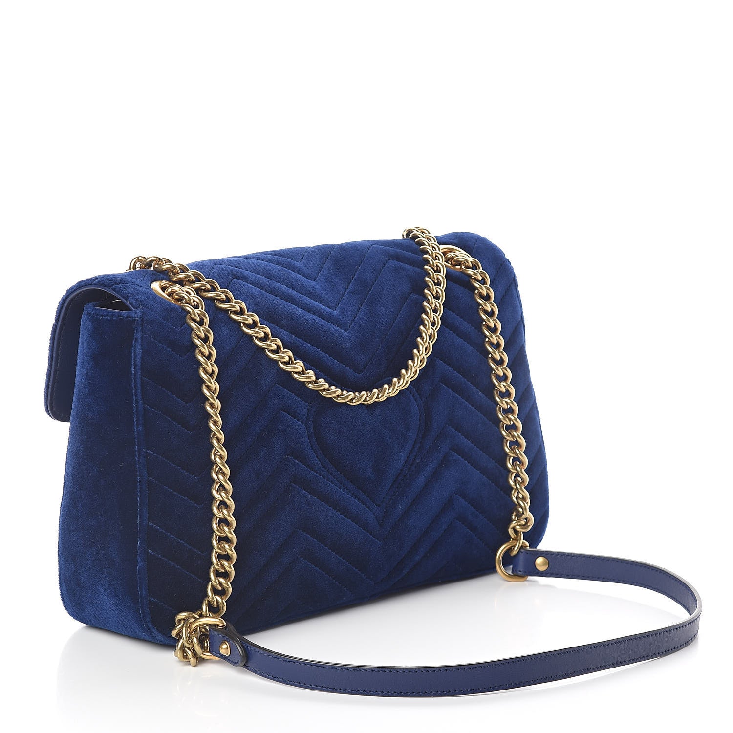Gucci Velvet Matelasse Medium GG Marmont Shoulder Bag Cobalt Blue 3 of 8