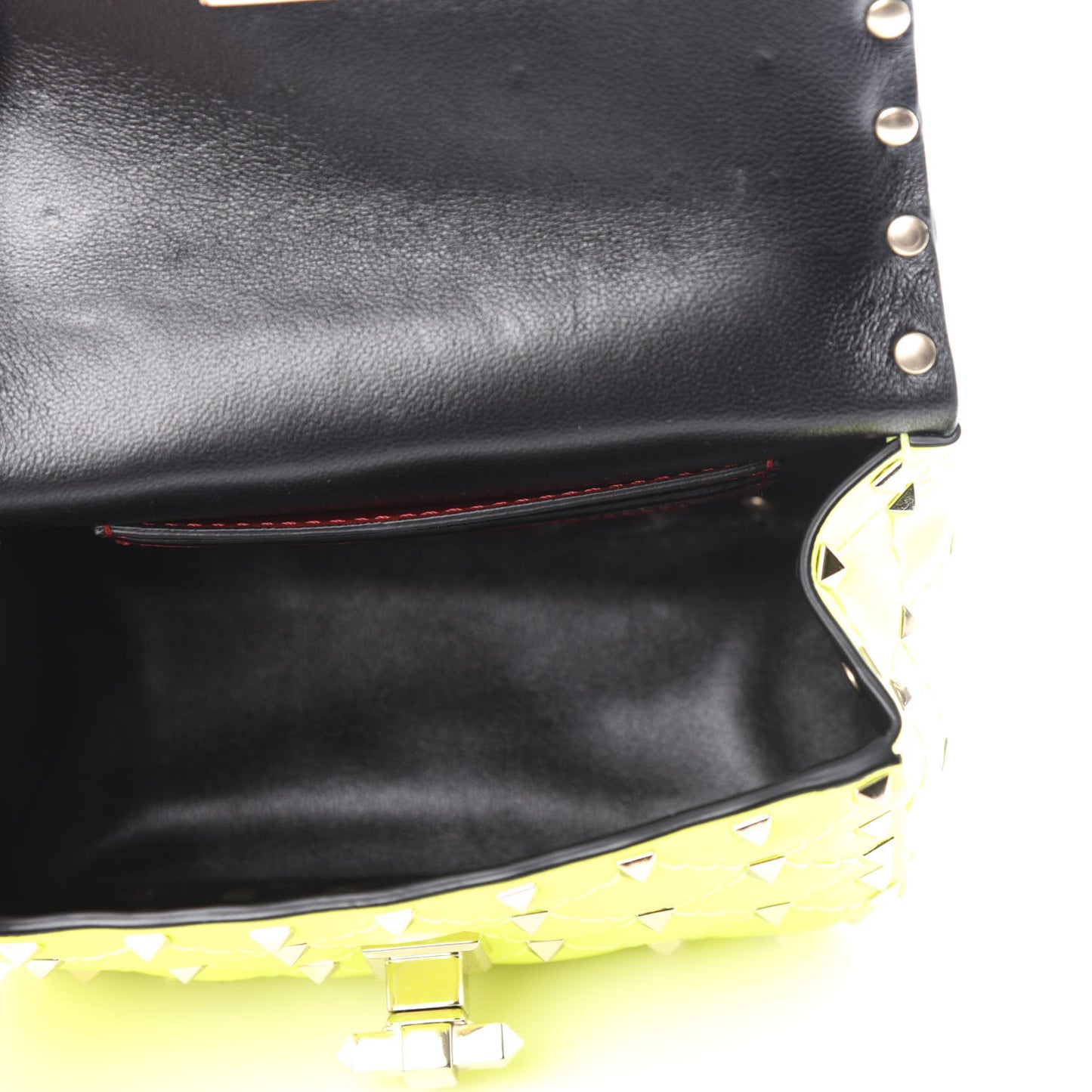 Calfskin Micro Rockstud Spike Shoulder Bag Lime