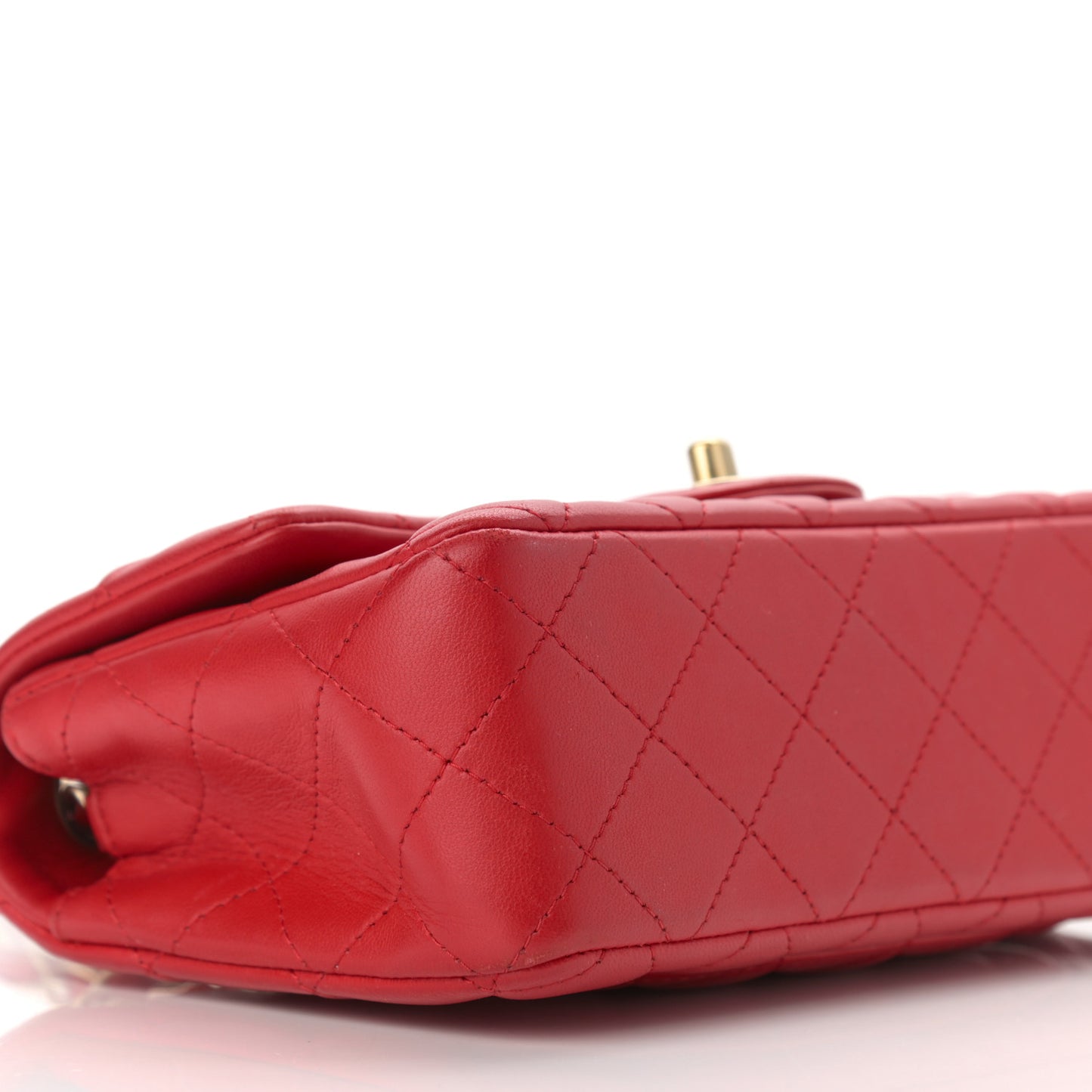 Lambskin Quilted Mini Rectangular Flap Red