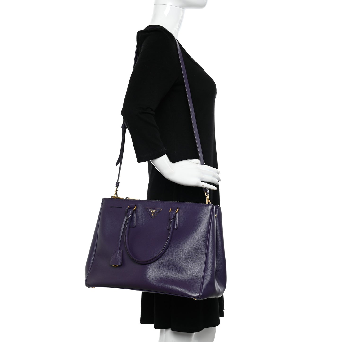 Saffiano Medium Galleria Double Zip Tote Viola