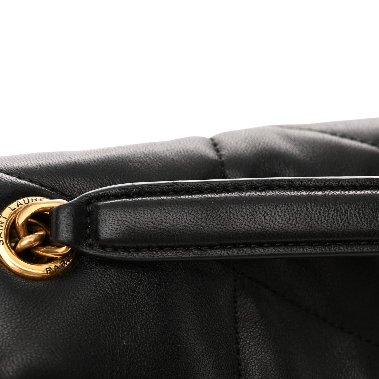 Lambskin Quilted Small Loulou Puffer Monogram Chain Satchel Black