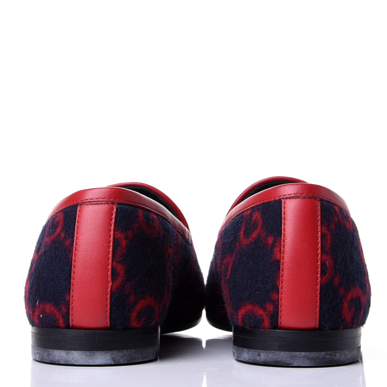 Gucci Covered Wool GG Monogram Horsebit Womens Jordaan Loafers 37 Blue Red 6 of 11