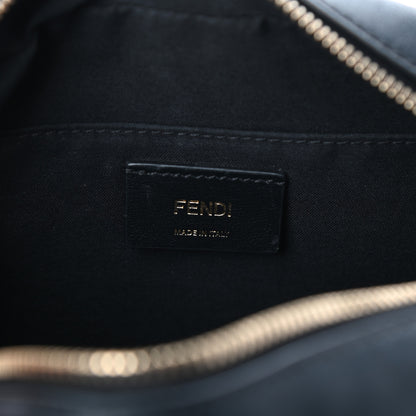 Fendi Glazed Fabric Vitello Century FF 1974 Stamp Patch Camera Case Mogano Panna Black 6 of 9