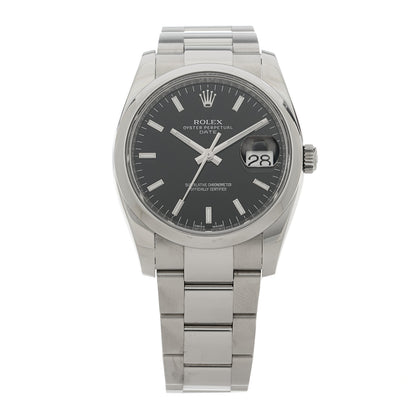 Rolex Stainless Steel 34mm Oyster Perpertual Date Watch Black 115200 1 of 5