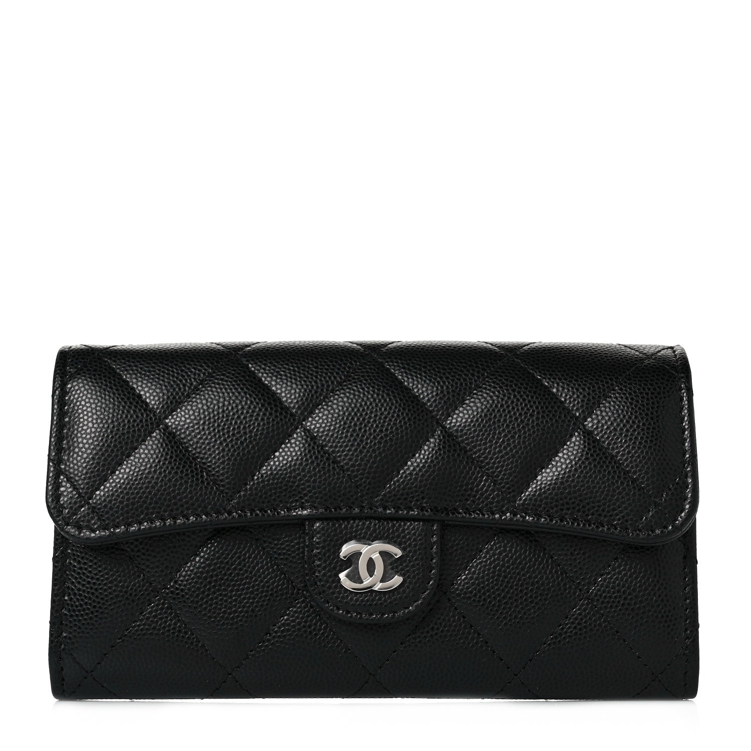 Chanel Caviar Quilted Medium Gusset Flap Wallet Black 1 of 10