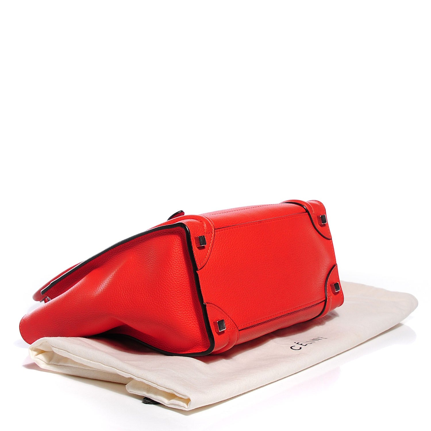 Celine Drummed Calfskin Micro Luggage Vermillion 4 of 8