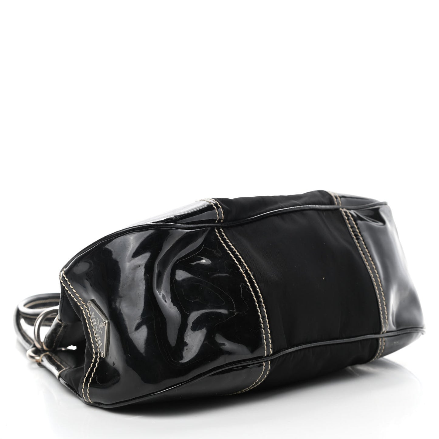 Tessuto Nylon Vernice Hobo Black