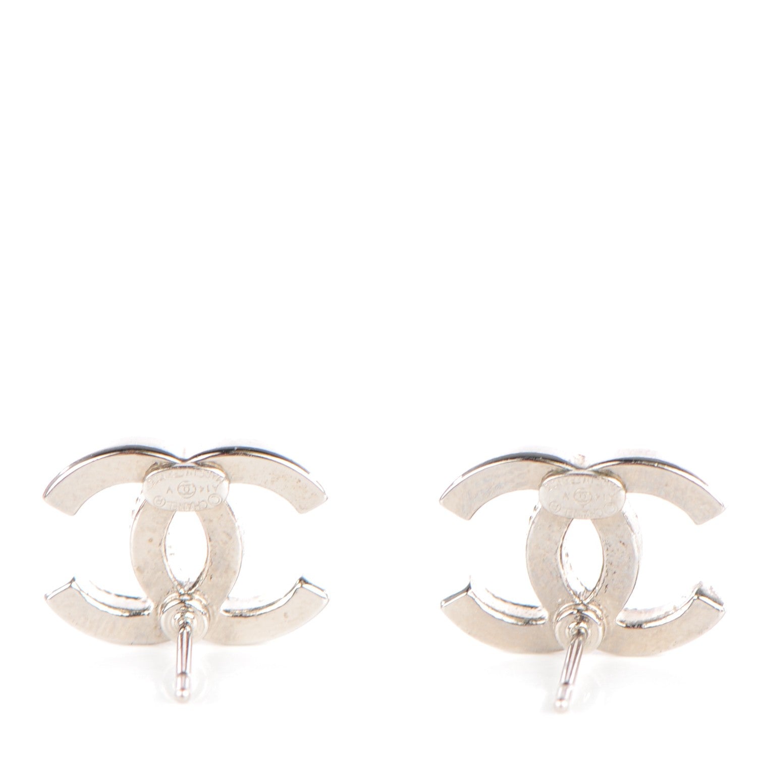 Chanel Crystal CC Earrings Silver 3 of 5