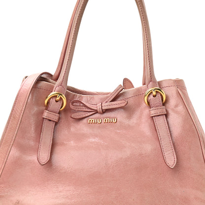 Miu Miu Vitello Shine Small Bow Shopping Tote Loto 7 of 14