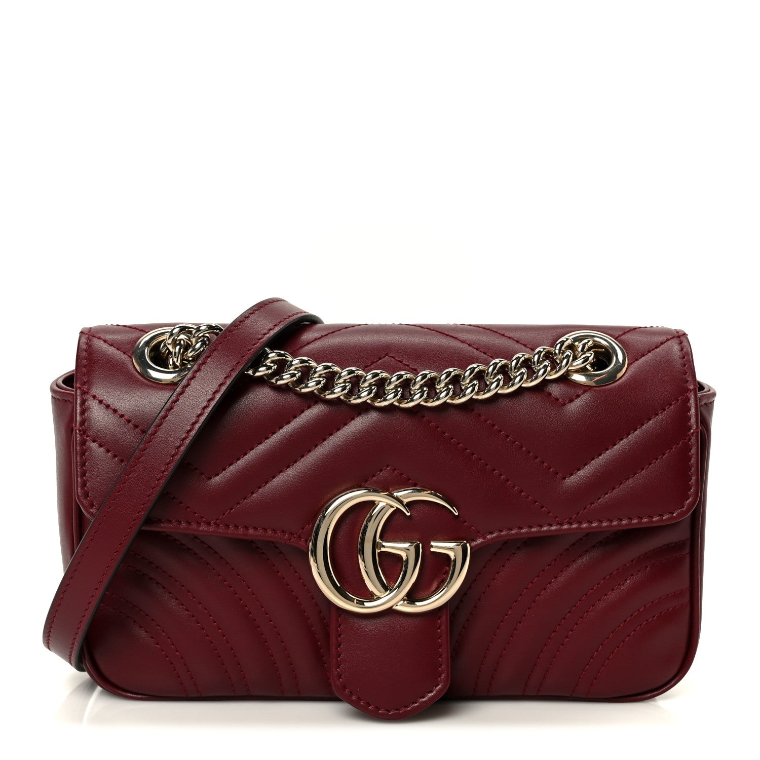 Gucci Calfskin Matelasse Small GG Marmont Shoulder Bag Rosso Ancora Red 1 of 11