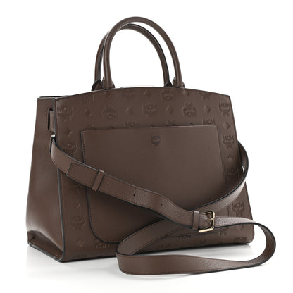 MCM Calfskin Ottomar Monogram Medium Essential Tote Chestnut 3 of 8