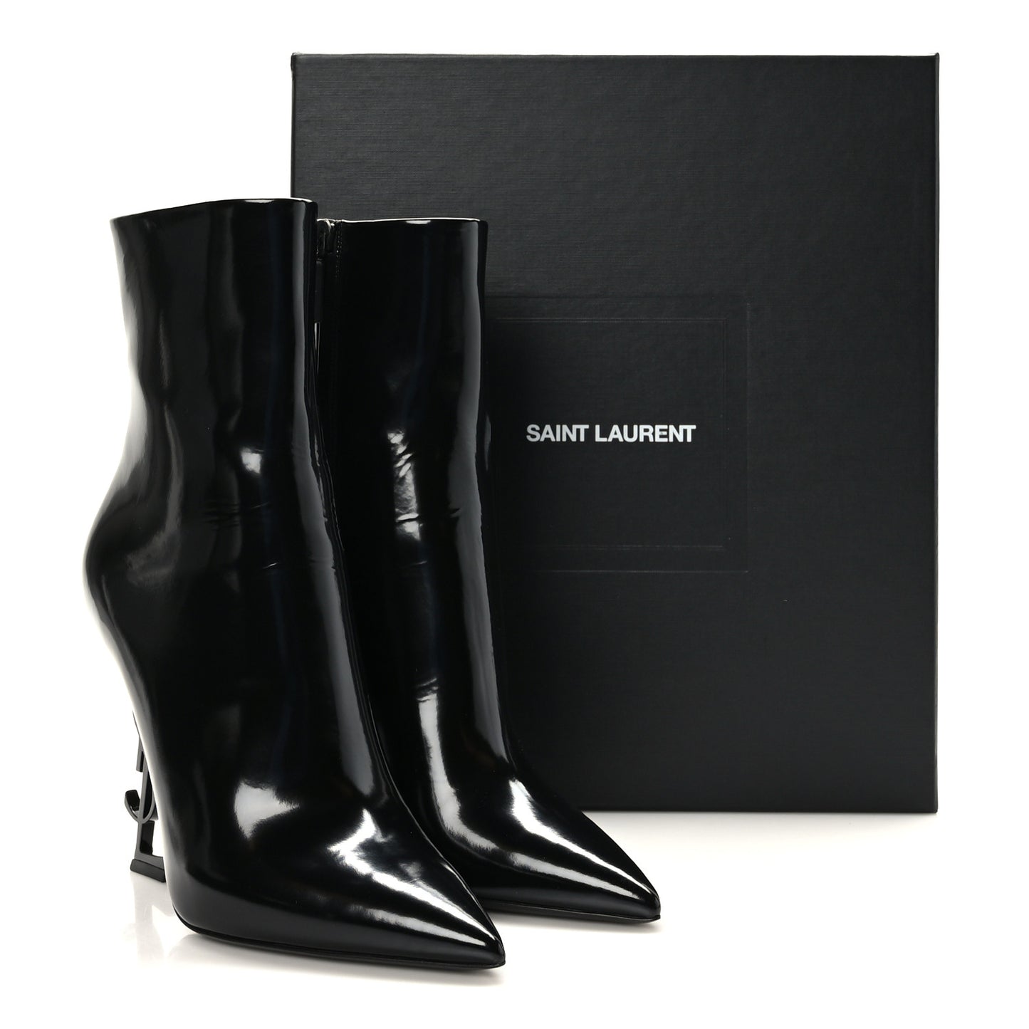 Glazed Calfskin Opyum Ankle Boots 40 Black